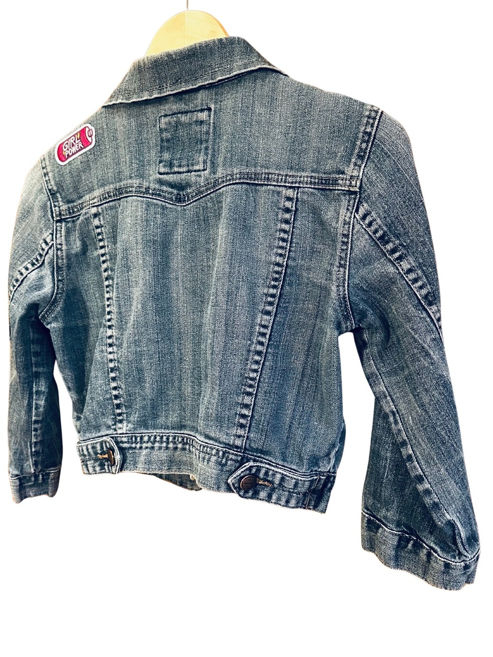 I Love H81 Size S Cropped Denim Jacket Girl Power Patches - Picture 3 of 11
